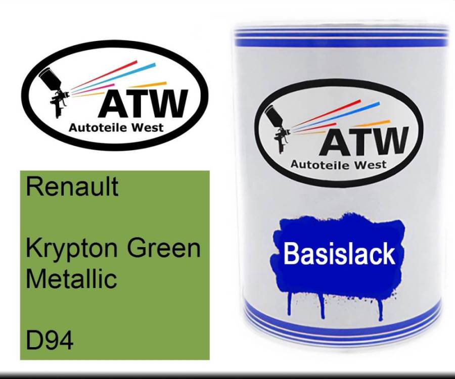 Renault, Krypton Green Metallic, D94: 500ml Lackdose, von ATW Autoteile West.